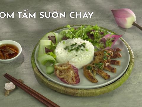 Cach nau mon Com tam suon chay 1 Cơm tấm sườn chay