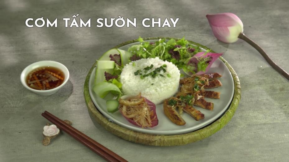 Cach nau mon Com tam suon chay 1 Cơm tấm sườn chay