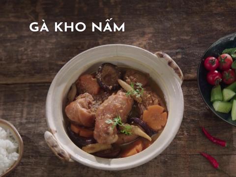 Ga kho nam 1 Gà kho nấm