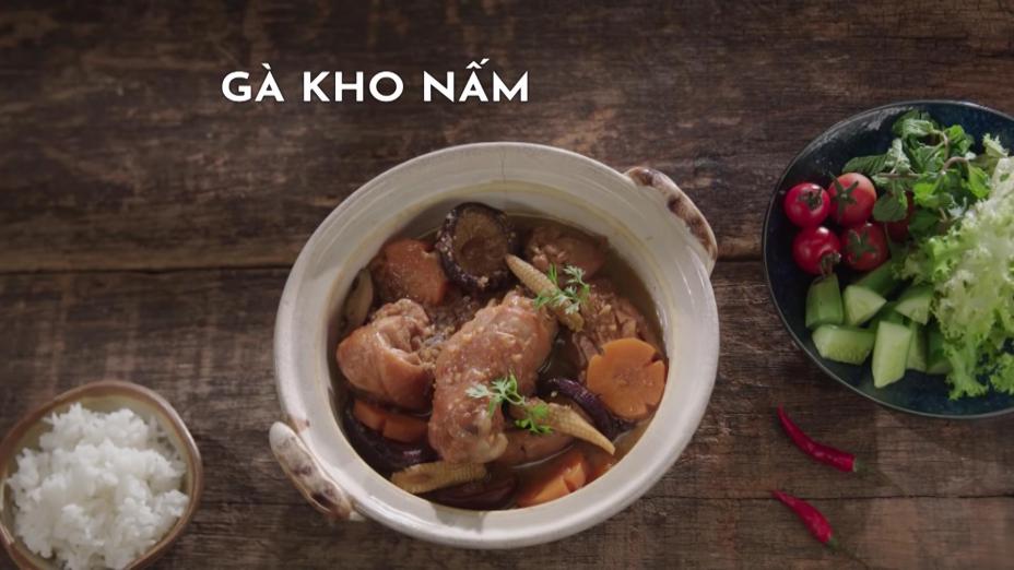 Ga kho nam 1 Gà kho nấm