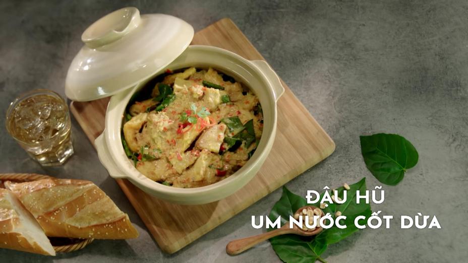 Dau hu um nuoc cot dua 1 Đậu hũ um nước cốt dừa