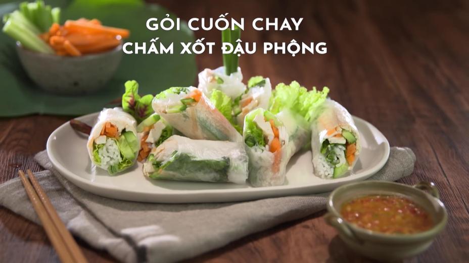 Goi cuon chay xot dau phong Gỏi cuốn chay xốt đậu phộng