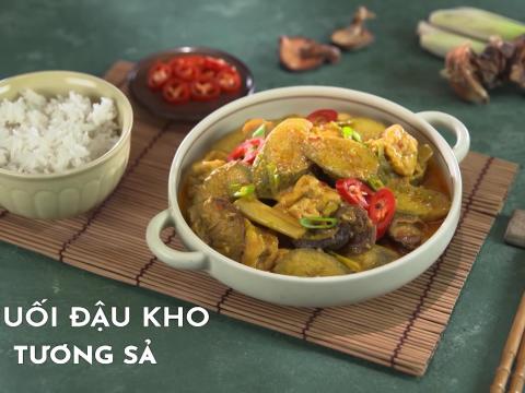 Chuoi dau kho tuong sa 2 Chuối đậu kho tương sả