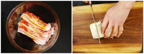 Ba chỉ cuộn nấm kim châm sốt dầu hào thơm nức mũi
