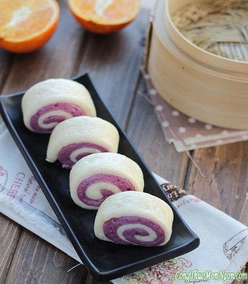 Bánh bao khoai lang tím thơm ngon, đẹp mắt