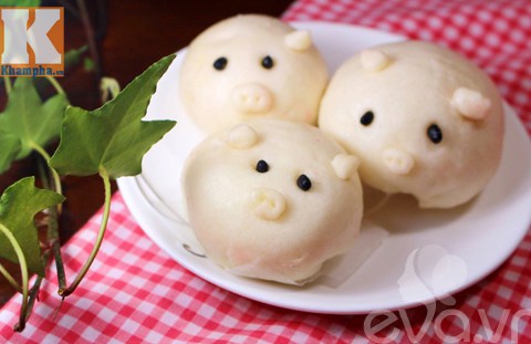 banh bao sua tuoi hinh heo hap dan bua sang 10 Bánh bao sữa tươi hình heo hấp dẫn bữa sáng