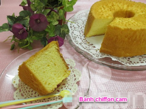 banh chiffon cam mem thom tuyet ngon Bánh chiffon cam mềm, thơm tuyệt ngon