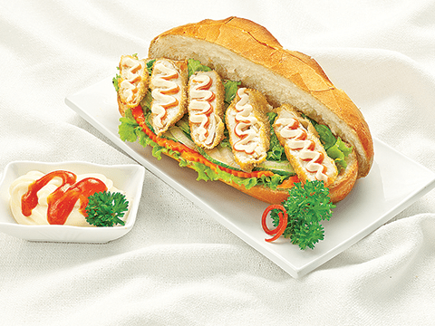 banh mi kep ca chien Bánh mì kẹp cá chiên xù