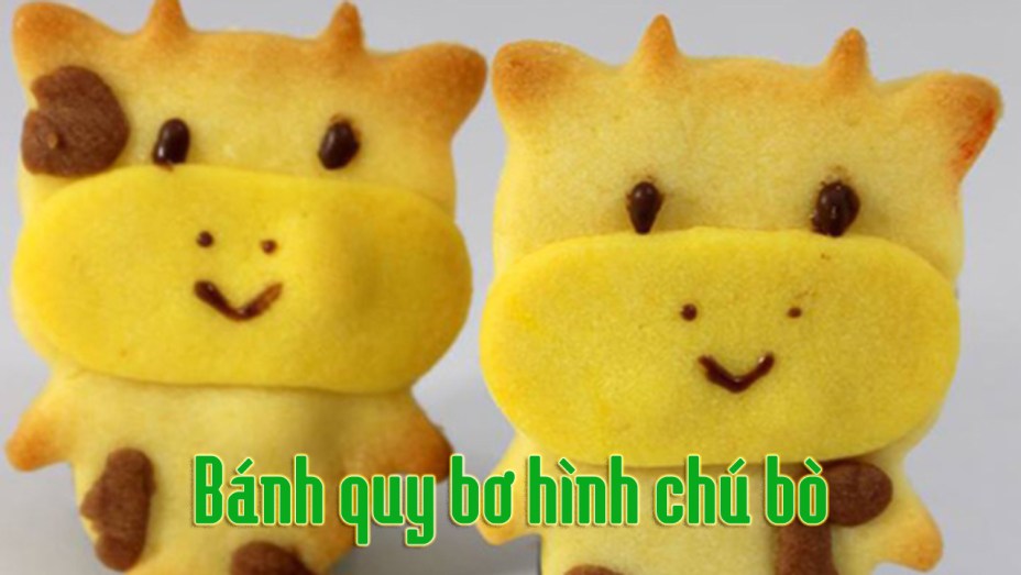 Bánh quy bơ hình chú bò cho bé ngày Tết