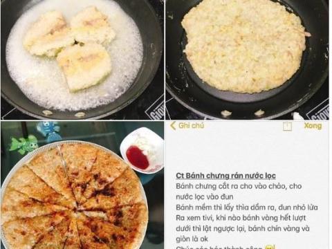 bat chuoc lam banh chung ran nuoc loc chi em cuoi ra nuoc mat vi thanh pham Bắt chước làm bánh chưng rán nước lọc, chị em cười ra nước mắt vì thành phẩm