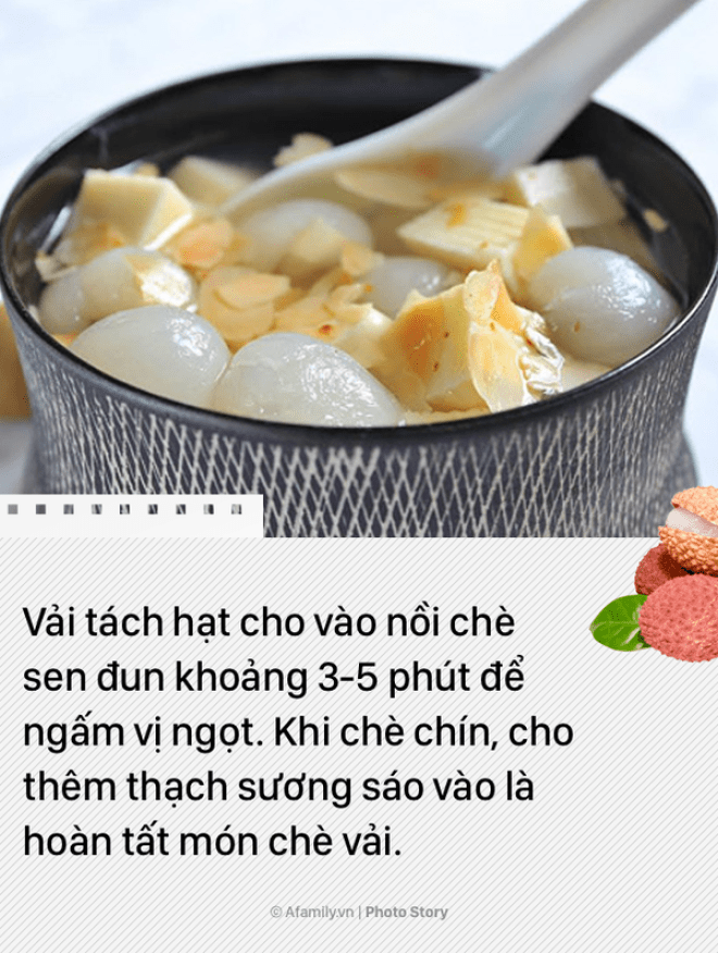 Biến tấu vải thiều nhàm chán thành món tráng miệng đặc sắc