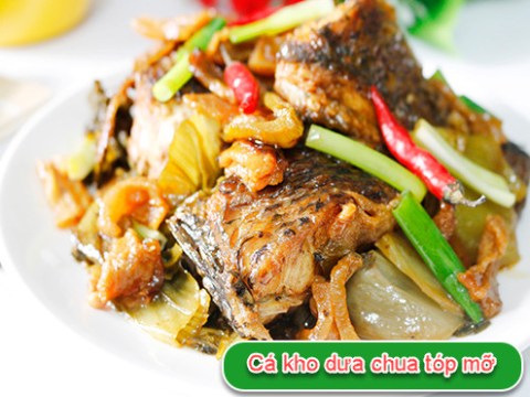 ca kho dua chua top mo thom ngon dam da Cá kho dưa chua tóp mỡ thơm ngon, đậm đà