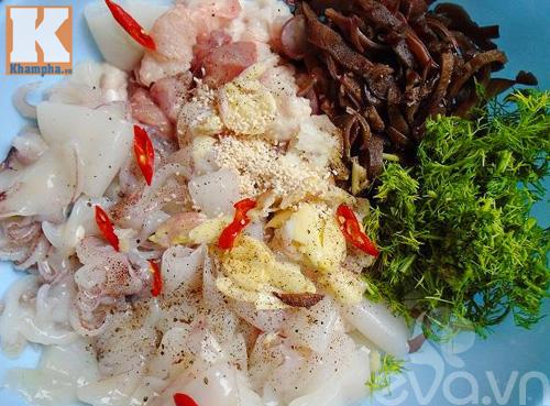 Cách làm món chạo mực bọc mía ngon ngất ngây