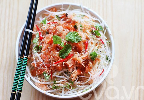 cach lam nom du du tom kho Cách làm nộm đu đủ tôm khô