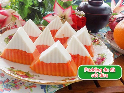 cach lam pudding du du cot dua ngon mat Cách làm pudding đu đủ cốt dừa ngon mát