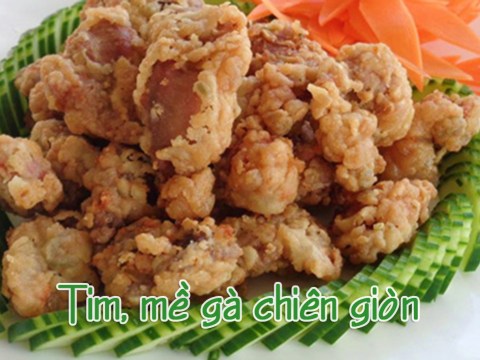 cach lam tim me ga chien gion hap dan Cách làm tim, mề gà chiên giòn hấp dẫn