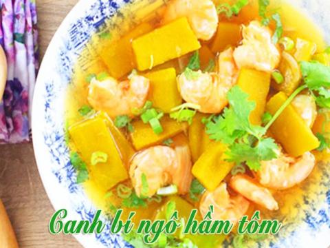 cach nau mon canh bi ngo ham tom thom ngot nong hoi Cách nấu món canh bí ngô hầm tôm thơm ngọt nóng hổi