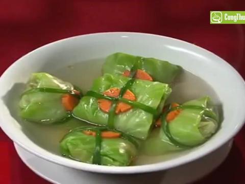 canh bap cai goi thit Canh bắp cải gói thịt