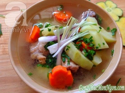 canh du du thit ga ngot thom mat bo Canh đu đủ thịt gà ngọt thơm mát bổ