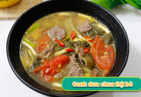 canh dua chua nau thit bo troi com vo cung Canh dưa chua nấu thịt bò trôi cơm vô cùng