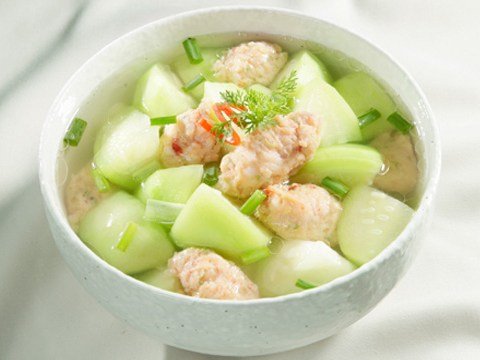 canh dua huong tom vien Canh dưa hường tôm viên