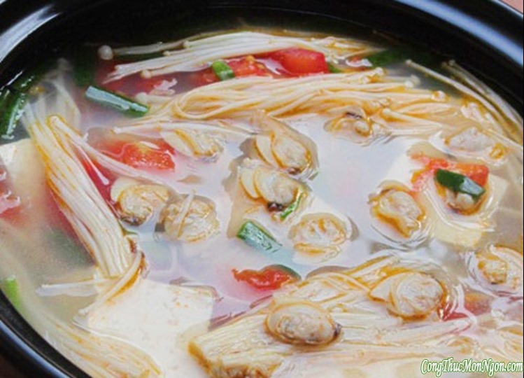 Canh ngao đậu phụ nấu nấm