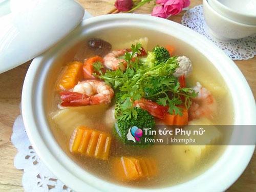 Canh rau củ thịt viên thơm ngon, thanh ngọt