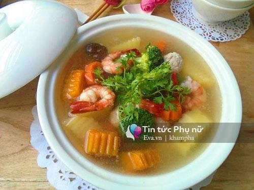 Canh rau củ thịt viên thơm ngon, thanh ngọt