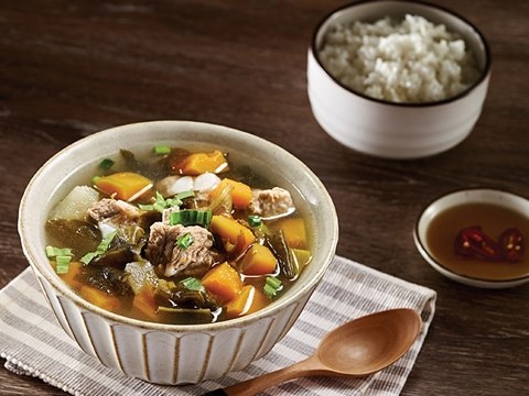 canh suon bi do rong bien Canh sườn bí đỏ rong biển