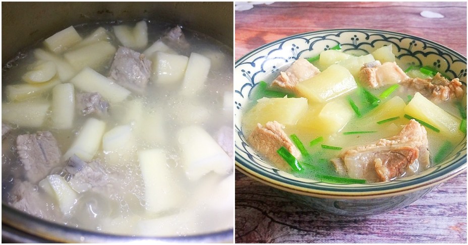 Canh sườn nấu khoai mì thơm ngon lạ miệng ngày đông