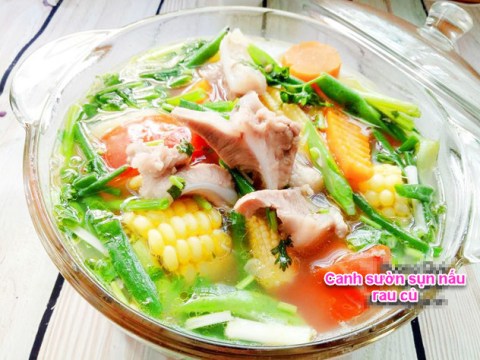 canh suon sun rau cu chuan vi dam da dua com Canh sườn sụn rau củ chuẩn vị, đậm đà đưa cơm