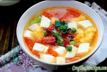 Canh trứng nấu đậu phụ