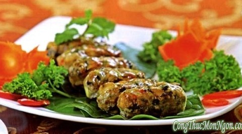 cha oc cuon mo chai Chả ốc cuốn mỡ chài