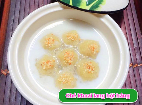 Chè khoai lang bột báng nóng hổi, thơm ngon