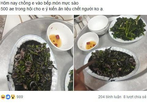 chong mang muc di xao vo lieu minh dem hoi cu dan mang an vao co chet khong Chồng mang mực đi xào, vợ liều mình đem hỏi cư dân mạng: "ăn vào có chết không"?