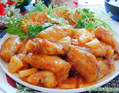 Công thức làm món cánh gà xào dứa