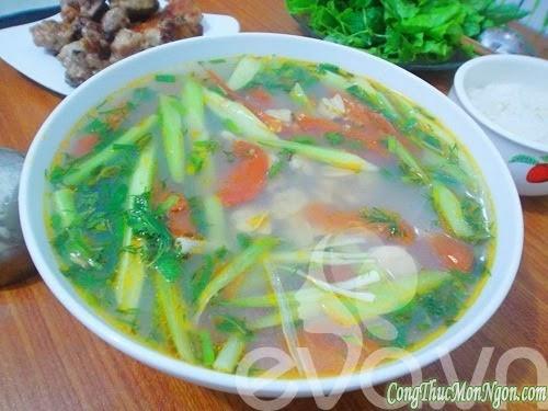 Công thức món canh ngao chua dọc mùng