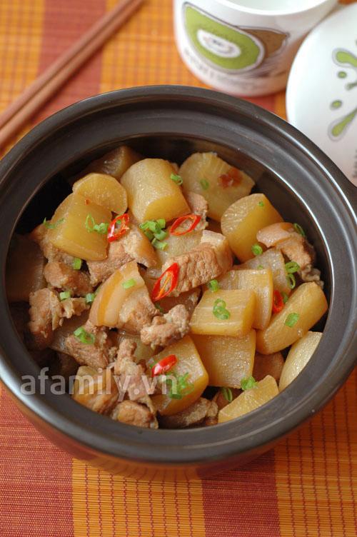 Củ cải kho thịt cho cơm chiều ngon hơn