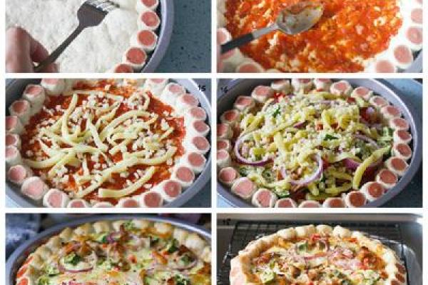 Cuối tuần làm ngay Pizza viền xúc xích đãi cả nhà thôi!