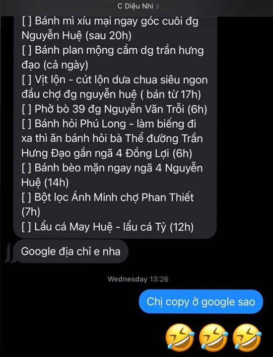 Diệu Nhi mách Kỳ Duyên địa chỉ ăn uống 'như Google'