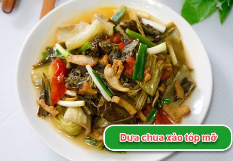 dua chua xao top mo re tien ma troi com Dưa chua xào tóp mỡ rẻ tiền mà trôi cơm