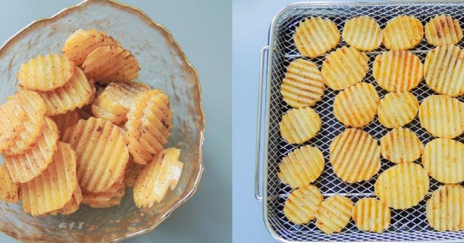 Dùng nồi chiên không dầu làm snack khoai tây giòn rụm ăn dần quá ngon!