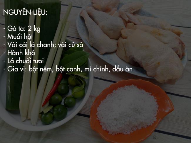 Gà hấp muối sả gói lá chuối ngon miệng