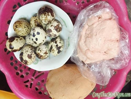 Giò sống bọc trứng cút chiên
