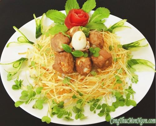 Giò sống bọc trứng cút chiên