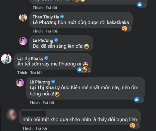 Lê Phương làm đồ ăn cho chồng con, chị em rào rào bình luận, Thân Thúy Hà nhìn 