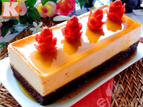 Mê mẩn với bánh flan bông lan socola ngon mát