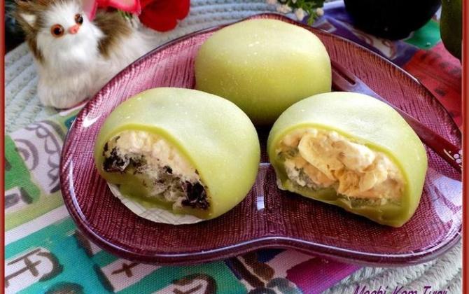 Ngất ngây món mochi lá dứa kem tươi mát lạnh, ăn tuyệt ngon