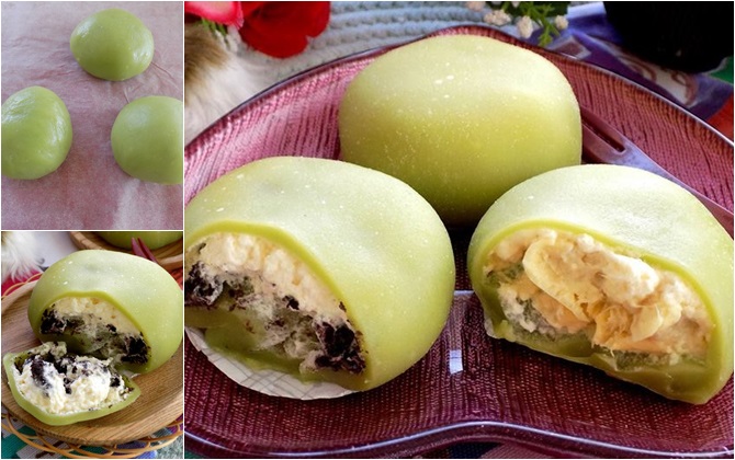 Ngất ngây món mochi lá dứa kem tươi mát lạnh, ăn tuyệt ngon