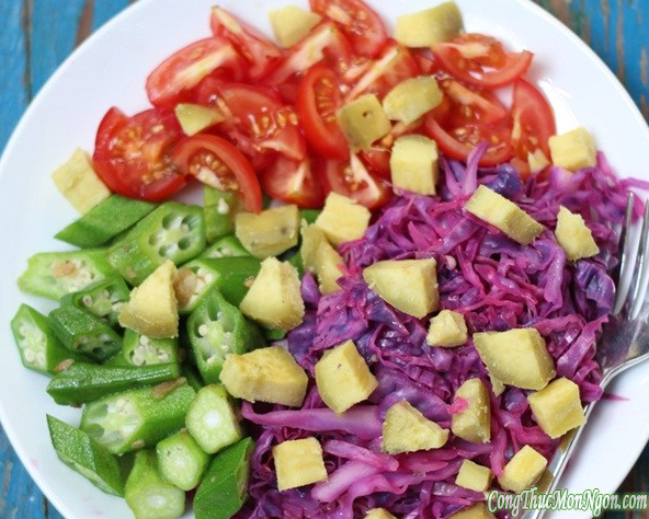 Salad khoai lang bắp cải tím tươi ngon, mát lành